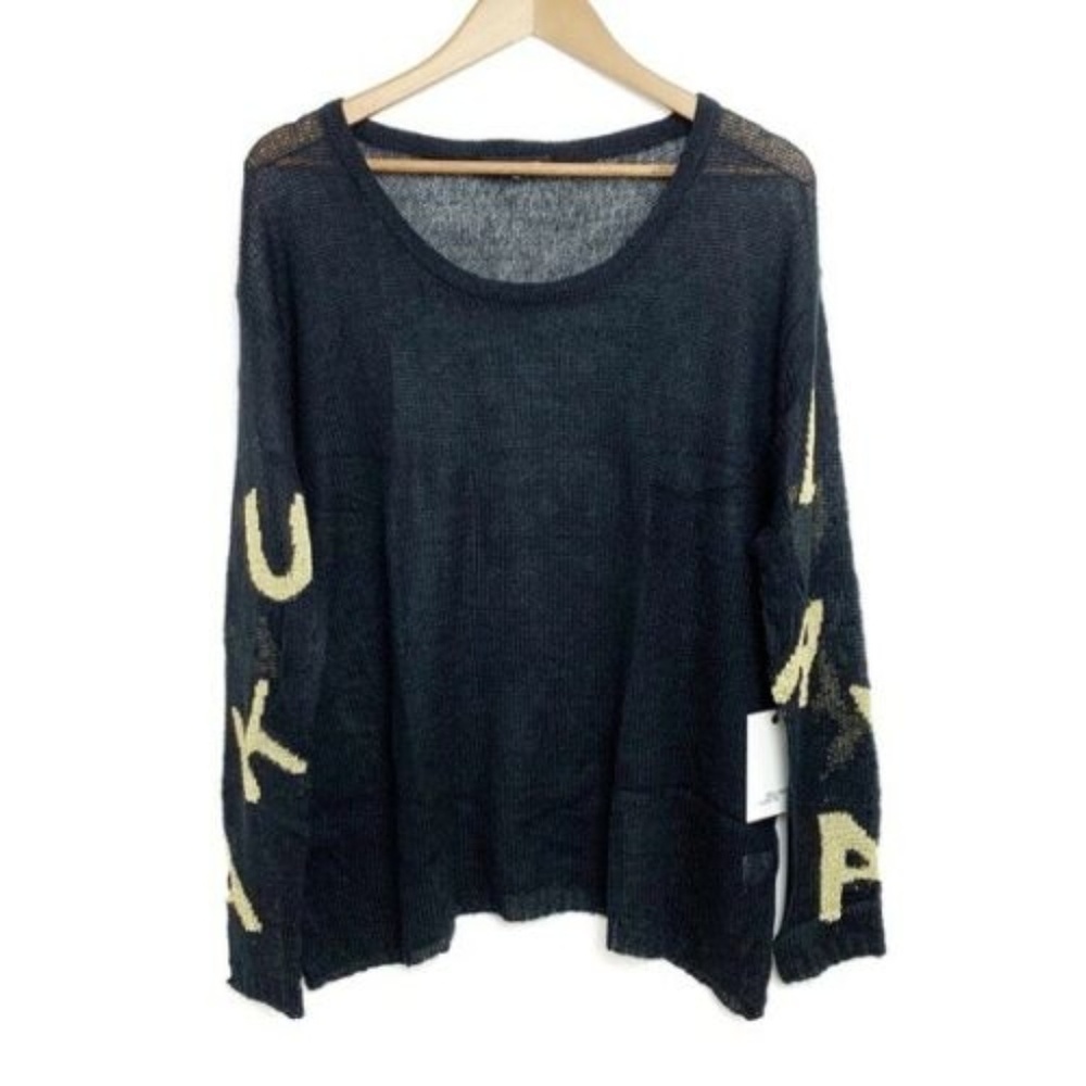 Oversized Park & Lune Black Gold Sheer Sweater - Picture 4 of 4